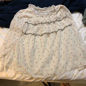 White floral pattern blouse